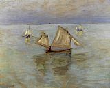 Boats Canvas Paintings - Fishing Boats at Pourville
